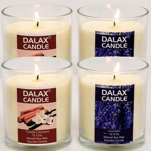 Four Set of Lavender and Vanilla Cinnamon Natural Soy Wax Jar Scented Candle